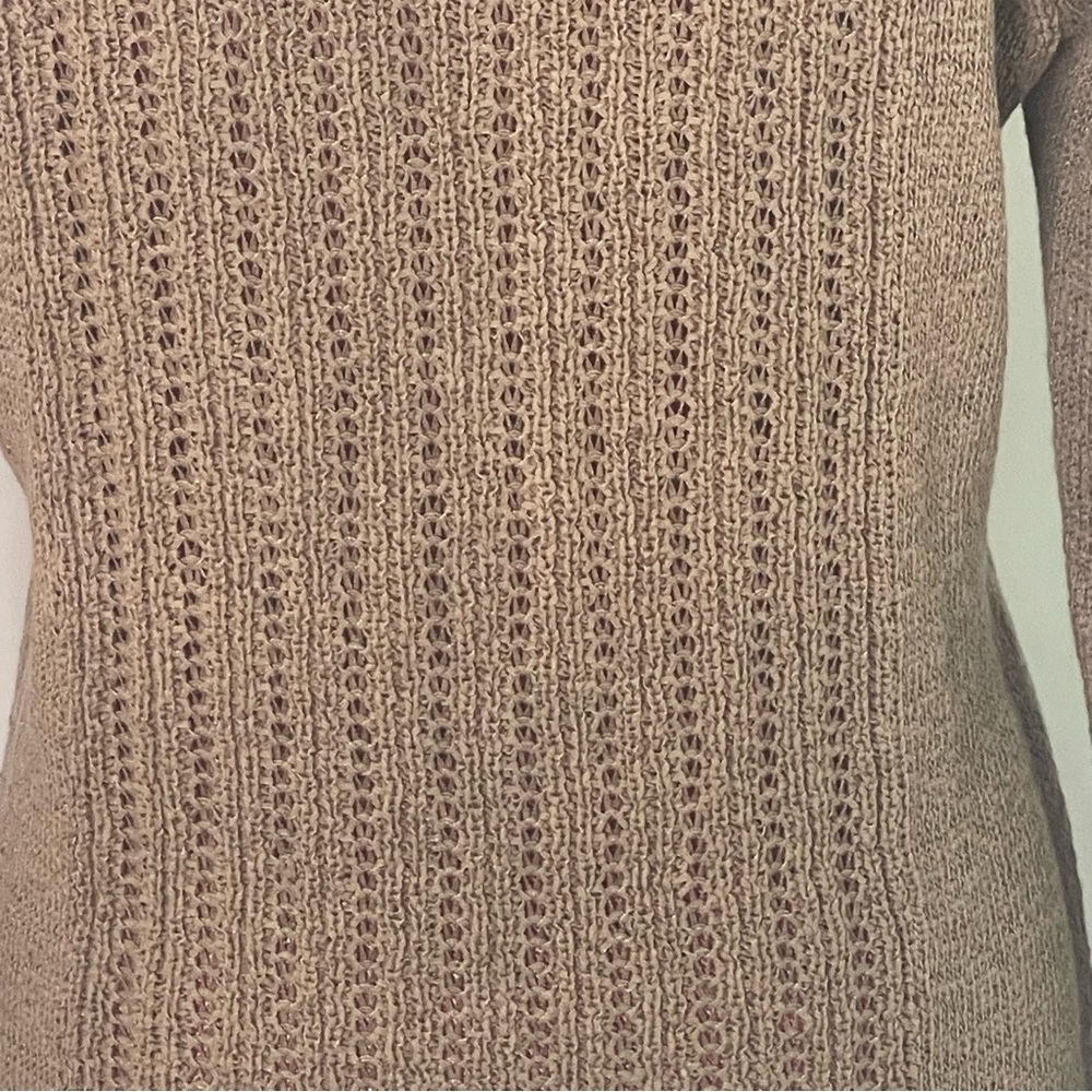 Rachel Zoe Karla Open Knit neutral fall sweater Taupe brown women Size L Classic - Picture 9 of 12